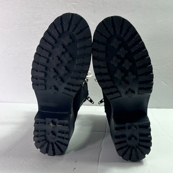 Steve Madden Boots Bootie Womens Sz 5.5 Black Gloat Suede Zip Laces Ankle - Picture 7 of 12